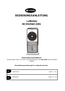 Handleiding Be Cool BCOSZ5AC2201 Ventilator