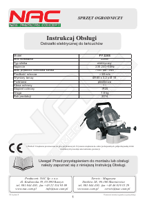 Instrukcja NAC FY220S Ostrzałka do łańcuchów