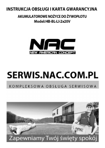 Instrukcja NAC HB-BL-LI-2x20V Nożyce do żywopłotu