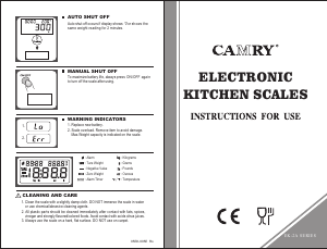 Handleiding Camry EK4150K Keukenweegschaal