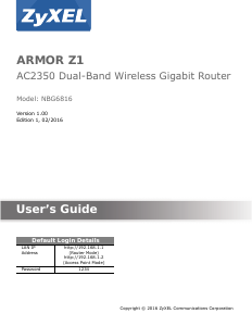 Handleiding ZyXEL NBG6816 ARMOR Z1 Router