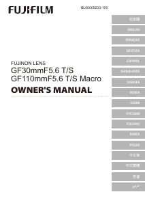 Bedienungsanleitung Fujifilm Fujinon GF30mmF5.6 T/S Objektiv