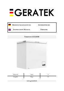 Bedienungsanleitung Geratek Kelowna GT3300 Gefrierschrank