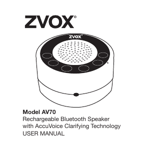 Handleiding ZVOX AV70 Luidspreker