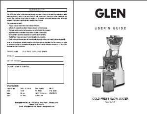 Manual Glen SA 4018 Juicer