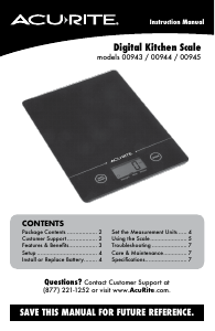 Manual Acurite 00945 Kitchen Scale