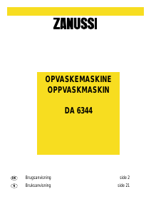 Brugsanvisning Zanussi DA 6344 Opvaskemaskine
