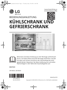 Bedienungsanleitung LG GBP62MCTBC Kühl-gefrierkombination