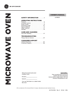 Manual GE UVM9125STSS Microwave