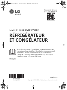 Mode d’emploi LG GBV3200DEP Réfrigérateur combiné