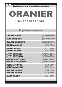 Bedienungsanleitung Oranier Meba² 90 W Dunstabzugshaube