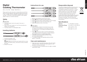 Bruksanvisning Clas Ohlson WDJ7001-A Kjøkkentermometer