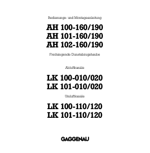 Bedienungsanleitung Gaggenau AH102160 Dunstabzugshaube