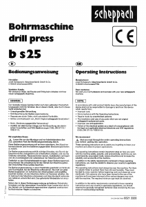 Bedienungsanleitung Scheppach b s25 Tischbohrmaschine