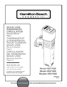 Manual de uso Hamilton Beach HSV1000 Circulador de vacío