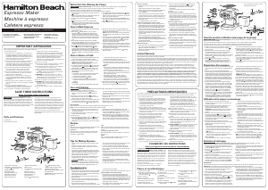 Mode d’emploi Hamilton Beach 40730 Machine à expresso