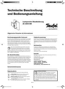 Bedienungsanleitung Teufel AC 3500 SM Wandhalterung