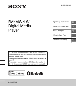 Mode d’emploi Sony DSX-A60BT Autoradio