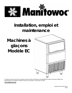 Mode d’emploi Manitowoc EC018 Machine à glaçons