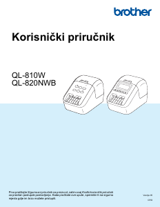 Priručnik Brother QL-820NWB Pisač naljepnica