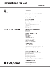 Bruksanvisning Hotpoint FDUD 44110 P Ultima Diskmaskin