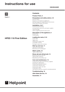 Manual Hotpoint HFED 110 P First Edition Dishwasher