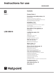 Bruksanvisning Hotpoint LSB 5B019 W Aquarius Diskmaskin
