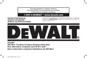 Handleiding DeWalt DCS387D1 Reciprozaag