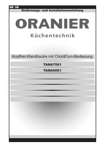 Bedienungsanleitung Oranier TANA90S1 Dunstabzugshaube