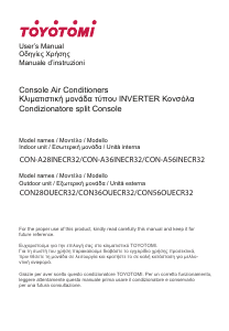 Manuale Toyotomi CON-A36INECR32 Condizionatore d’aria
