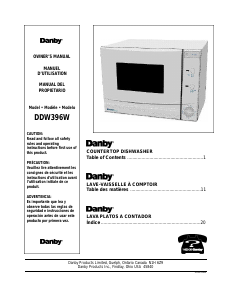 Manual Danby DDW396W Dishwasher