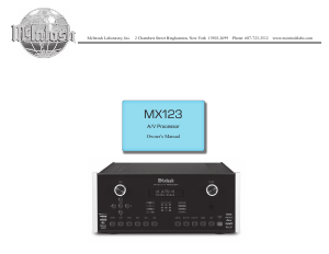 Manual McIntosh MX123 Receiver