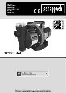 Bedienungsanleitung Scheppach GP1300 Jet Gartenpumpe
