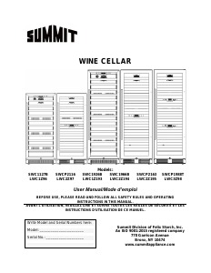 Handleiding Summit SWCP1988TCSS Wijnklimaatkast