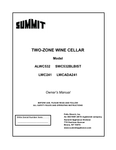 Handleiding Summit ALWC532CSS Wijnklimaatkast
