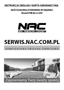 Instrukcja NAC PHB-BL-LI-20V Nożyce do żywopłotu