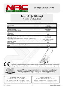 Instrukcja NAC SCE150-KC Wertykulator