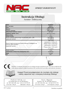 Instrukcja NAC SCE130-Y Wertykulator
