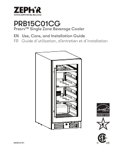 Handleiding Zephyr PRB15C01CG Koelkast