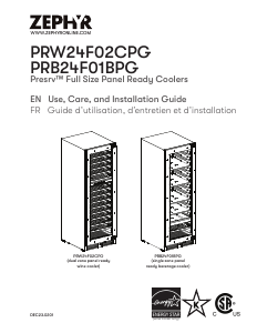 Handleiding Zephyr PRW24F02CPG Wijnklimaatkast