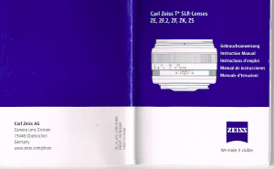 Manuale Zeiss T* SLR ZF Obiettivo