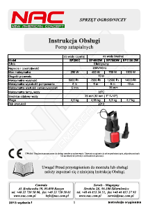 Instrukcja NAC SP750DW Pompa ogrodowa