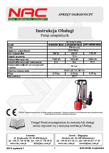 Instrukcja NAC SP1100DW INOX Pompa ogrodowa