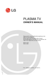 Manual LG 42PX3RVA-ZC Plasma Television