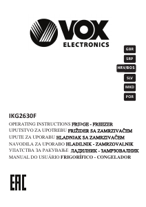Manual Vox IKG2630F Frigorífico combinado