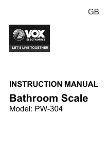 Manual de uso Vox PW304 Báscula