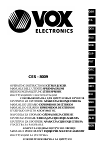 Руководство Vox CES8009 Соковыжималка для цитрусовых