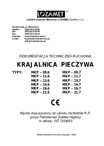 Instrukcja LOZAMET MKP - 13.6 Krajalnica do chleba