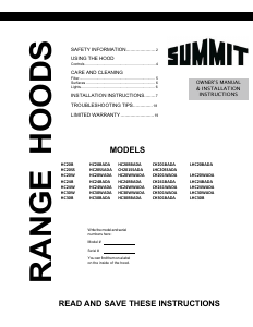 Manual Summit HC20SS Cooker Hood