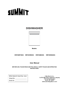 Mode d’emploi Summit DW183WADA Lave-vaisselle